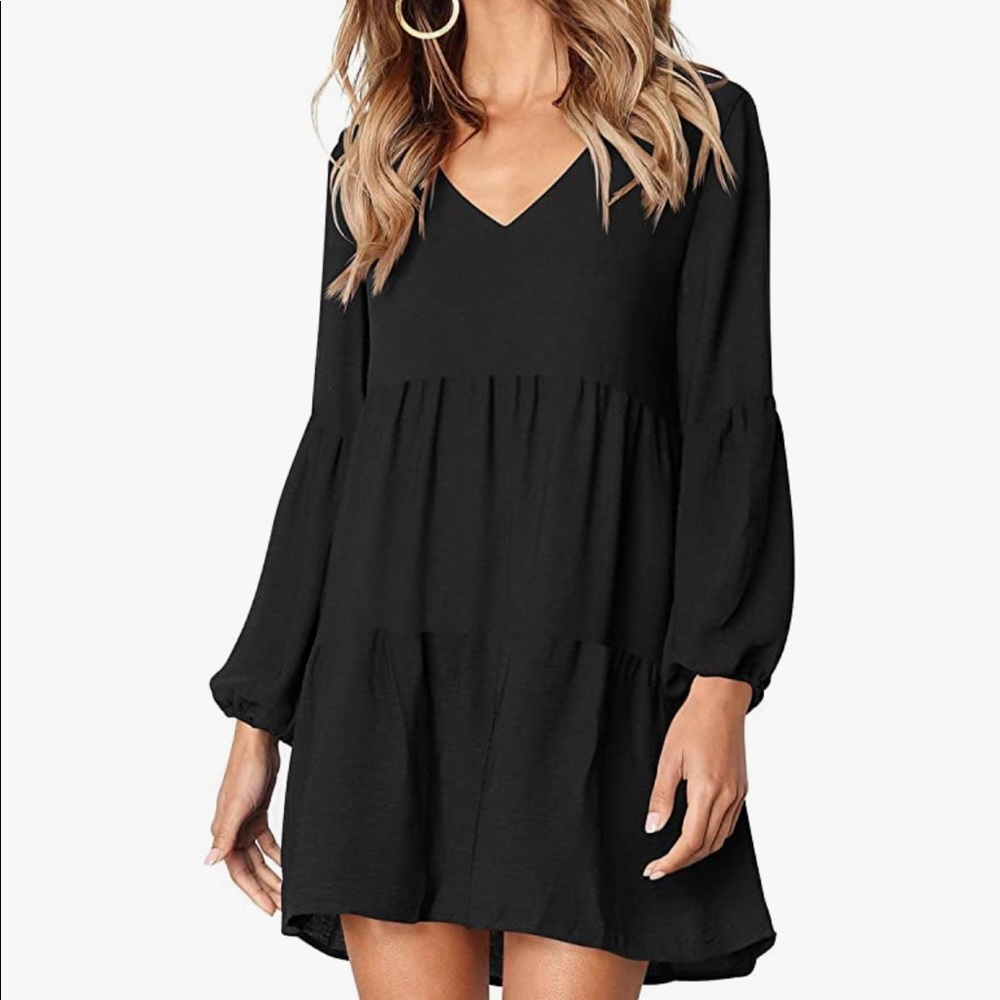Amoretu V Neck Black Tunic Dress -size small